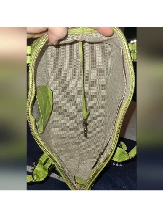 Vintage Dooney and Bourke, Lime Green Croc-Embossed Satchel Bag EUC - Picture 8 of 9